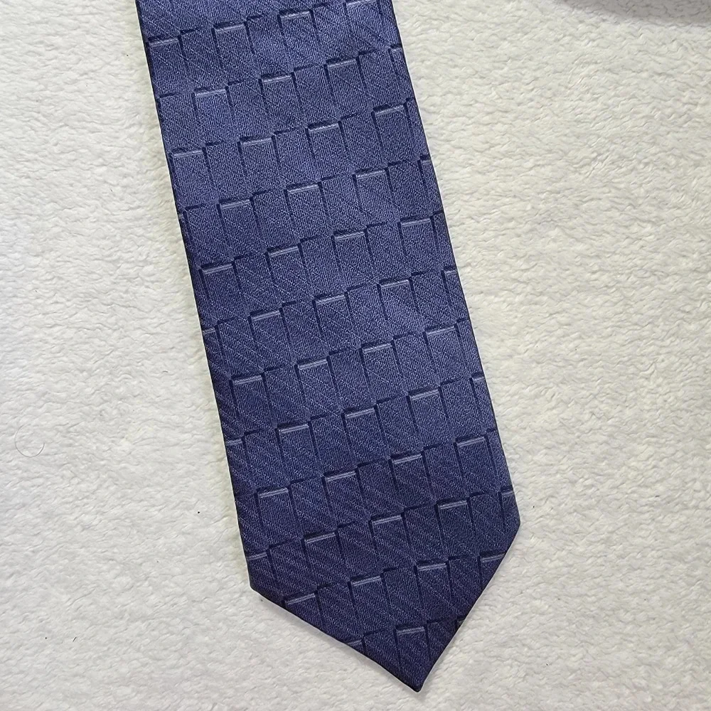 Stafford Executive Mens Silk Tie Made In Italy Blue Square Print Business